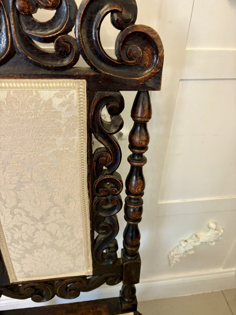 Antique Victorian Quality Set of 4 Carved Oak Dining Chairs